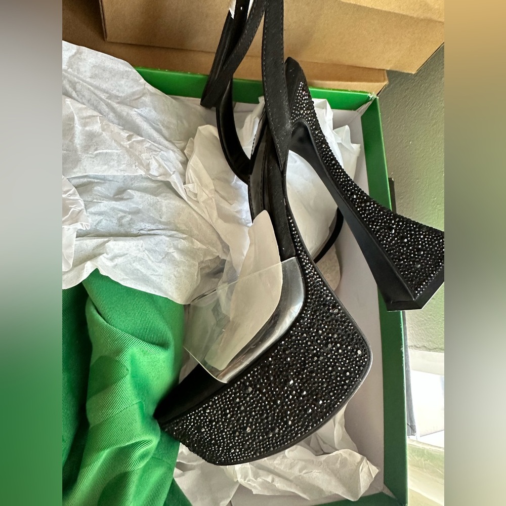 Glamorous Black Glitter Platform Heels JLO